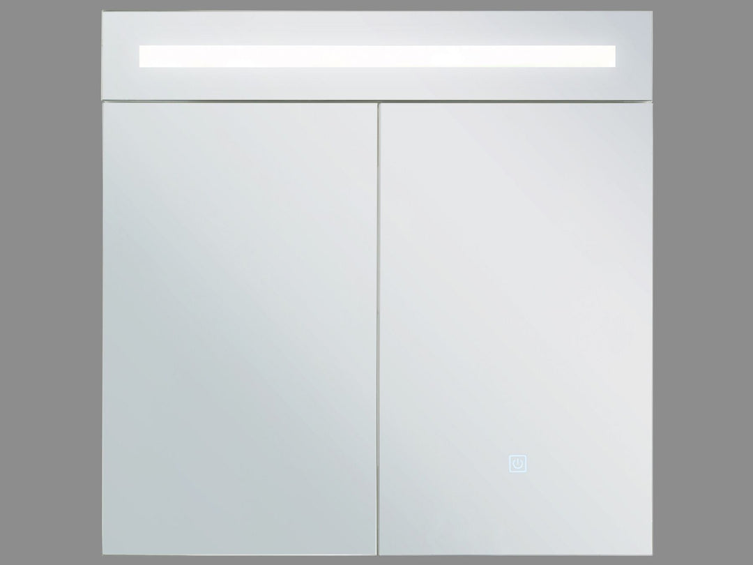 Bathroom Wall Mounted Mirror Cabinet LED 60 cm 60 cm White Jaramillo