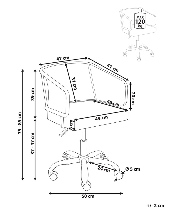 Desk Chair Faux Leather Black Rubin