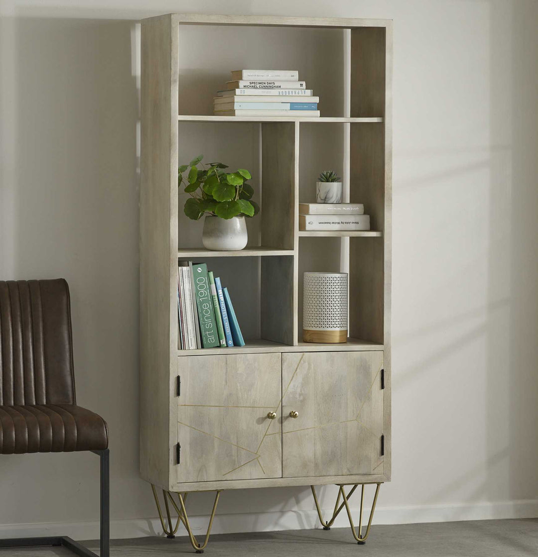 Light Gold Large Bookcase 2 Door