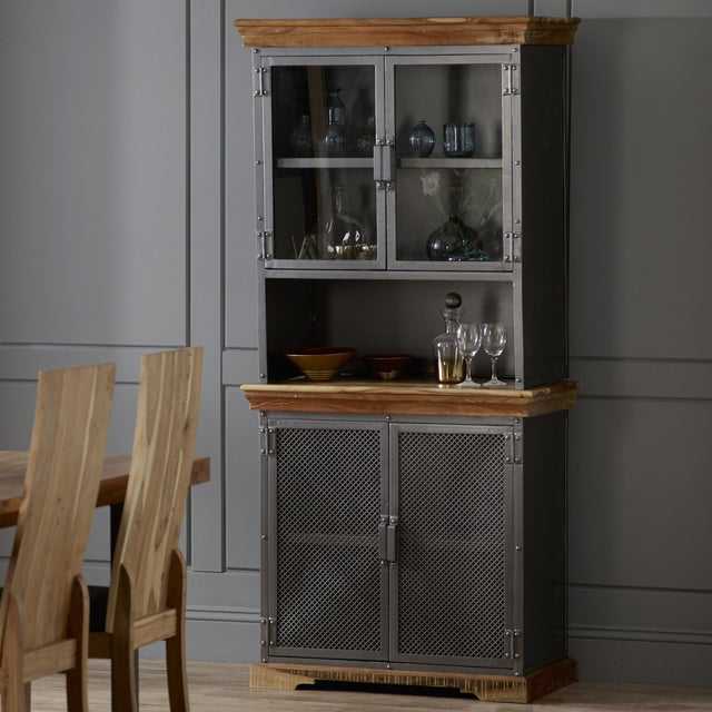 Metropolis Industrial Cabinet / Sideboard And Hutch Set