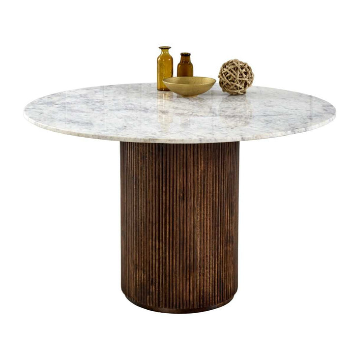 Opal Mango Wood Dining Table Round With Marble Top