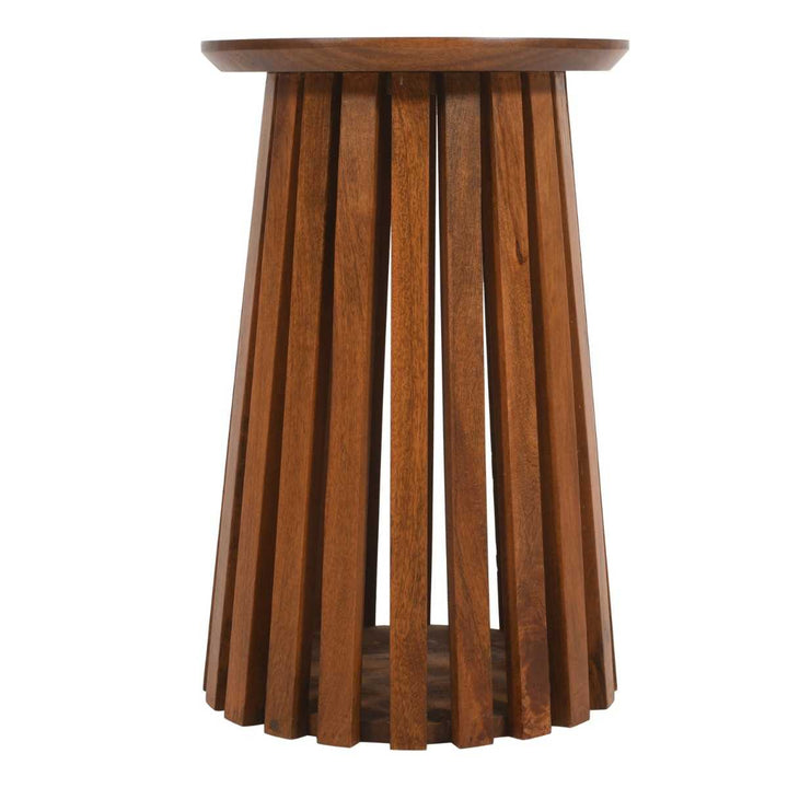 Slatted Mango Wood Side Table