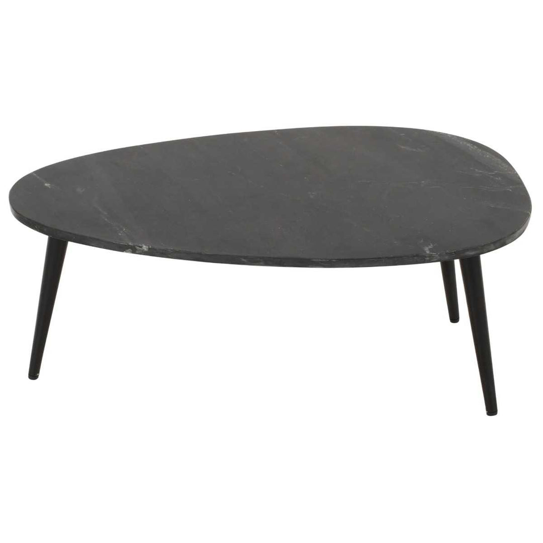 Opal Coffee Table With Black Marble Top & Metal Legs