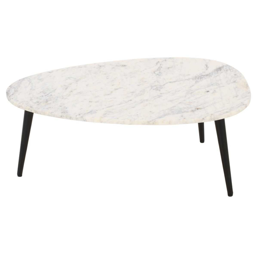 Opal White Marble Coffee Table with Metal Legs