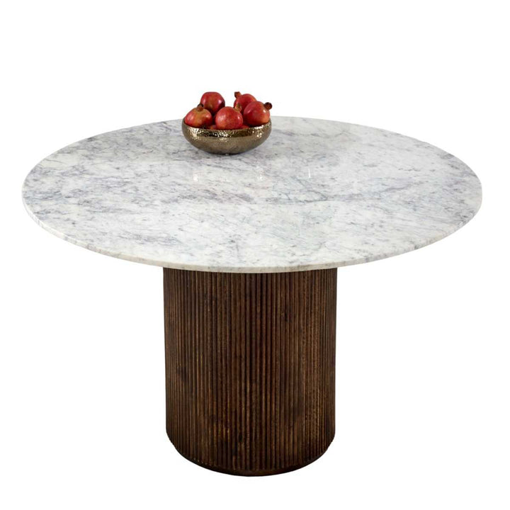 Opal Mango Wood Dining Table Round With Marble Top