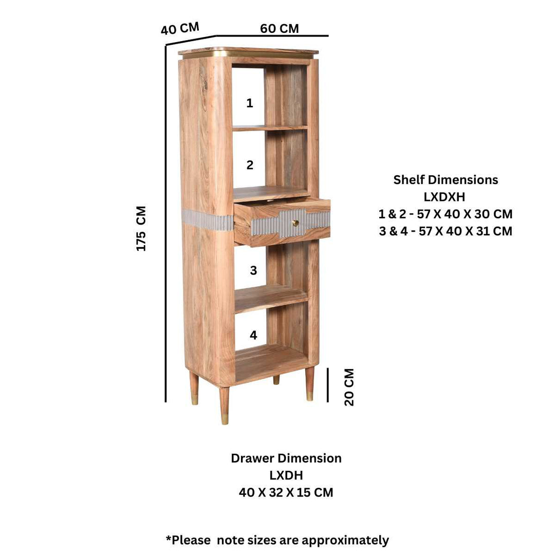 Wilton Acacia Wood 1 Drawers Open Bookcase