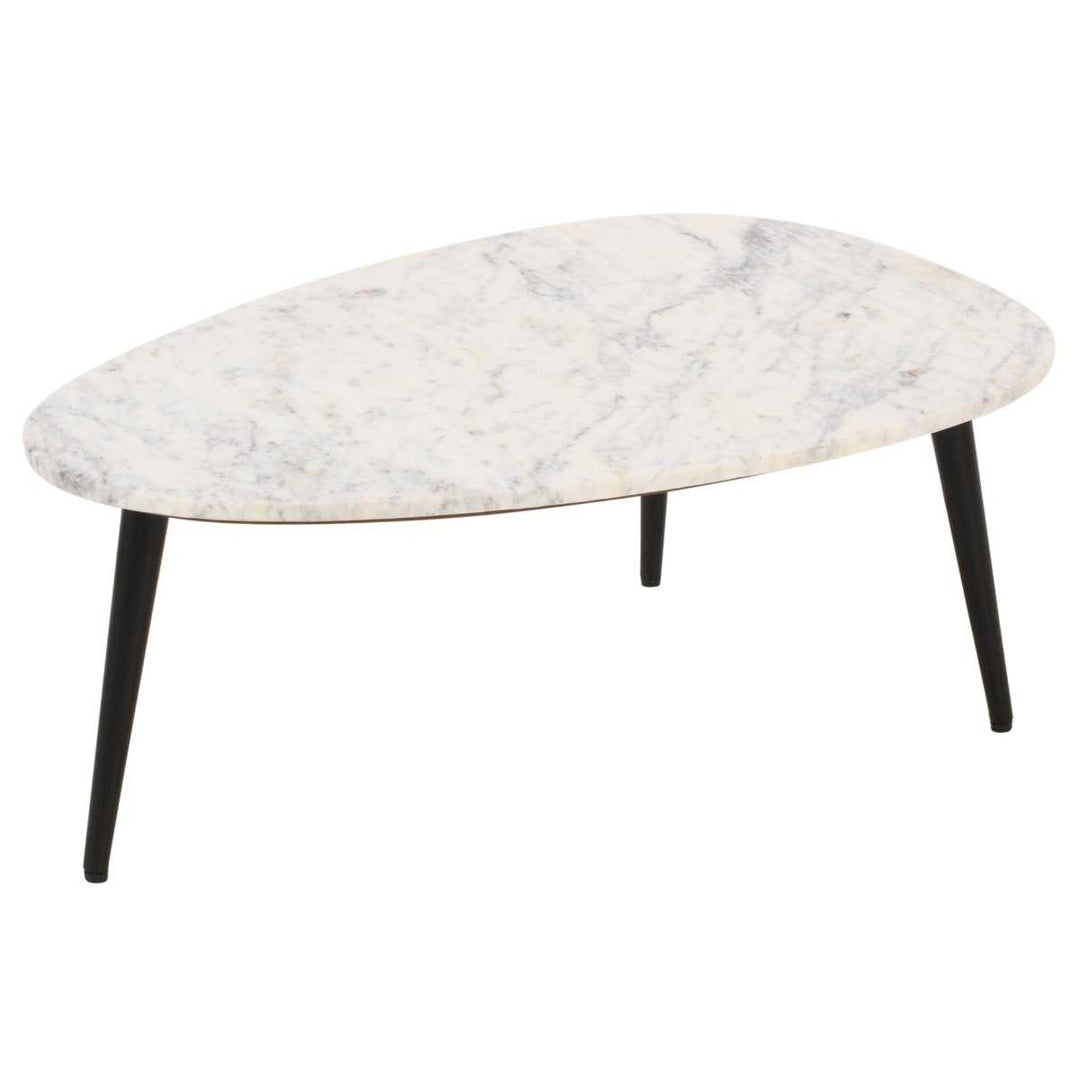 Opal White Marble Coffee Table with Metal Legs