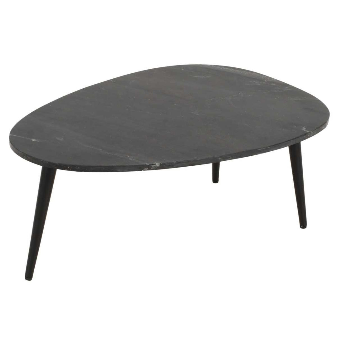 Opal Coffee Table With Black Marble Top & Metal Legs