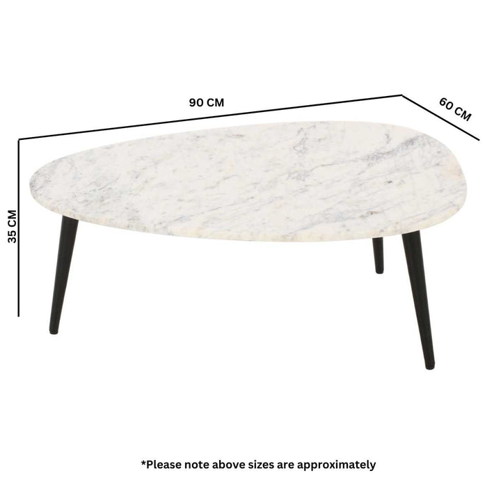 Opal White Marble Coffee Table with Metal Legs