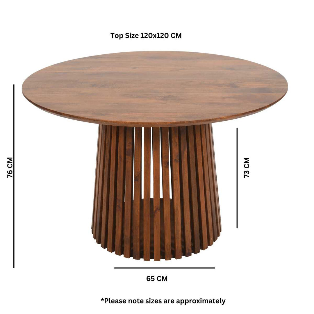 Slatted Mango Wood Round Dining Table