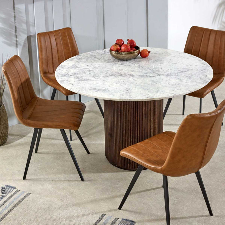 Opal Mango Wood Dining Table Round With Marble Top