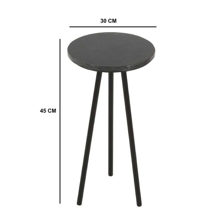 Opal Side Table With Black Marble Top & Metal Legs