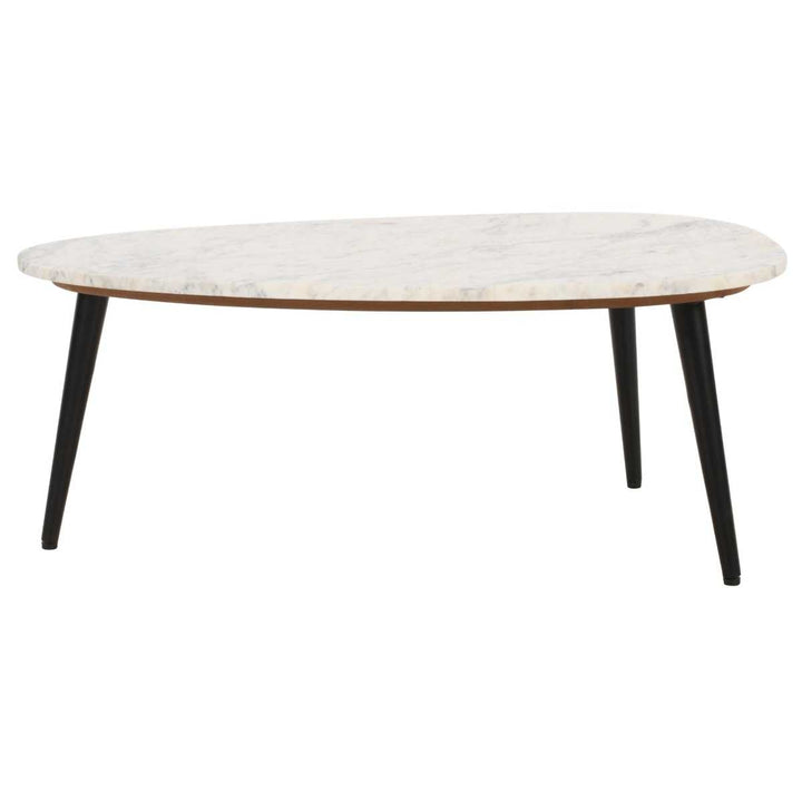 Opal White Marble Coffee Table with Metal Legs