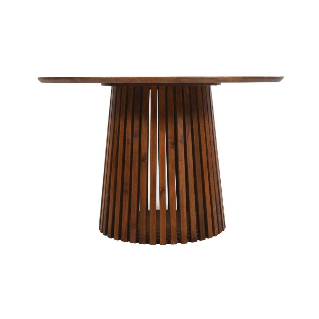 Slatted Mango Wood Round Dining Table