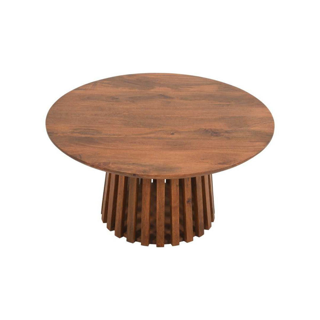 Slatted Mango Wood Round Coffee Table