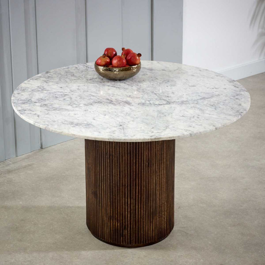 Opal Mango Wood Dining Table Round With Marble Top