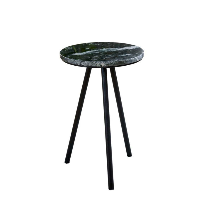 Opal Side Table With Black Marble Top & Metal Legs