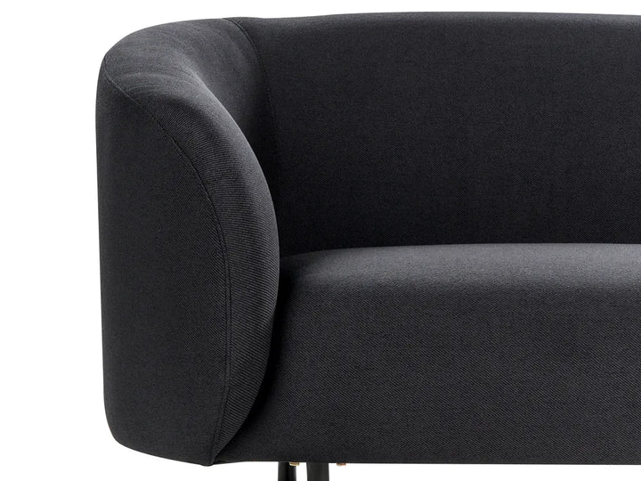 Sofa 2 Seater Fabric Black Liora