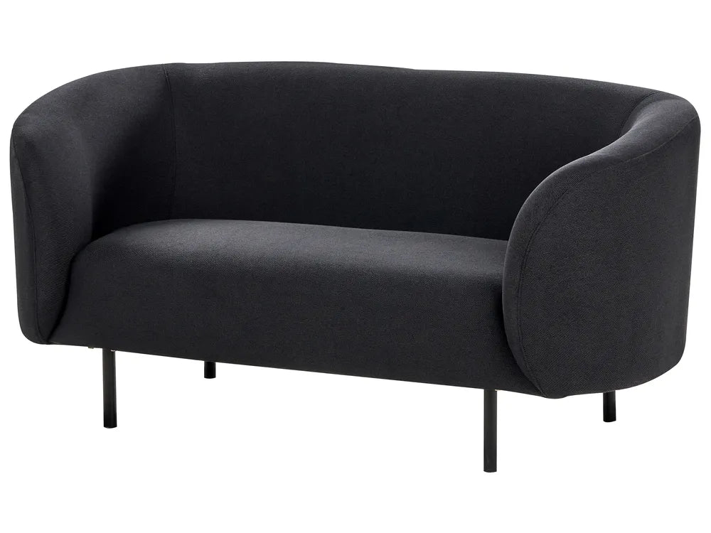 Sofa 2 Seater Fabric Black Liora
