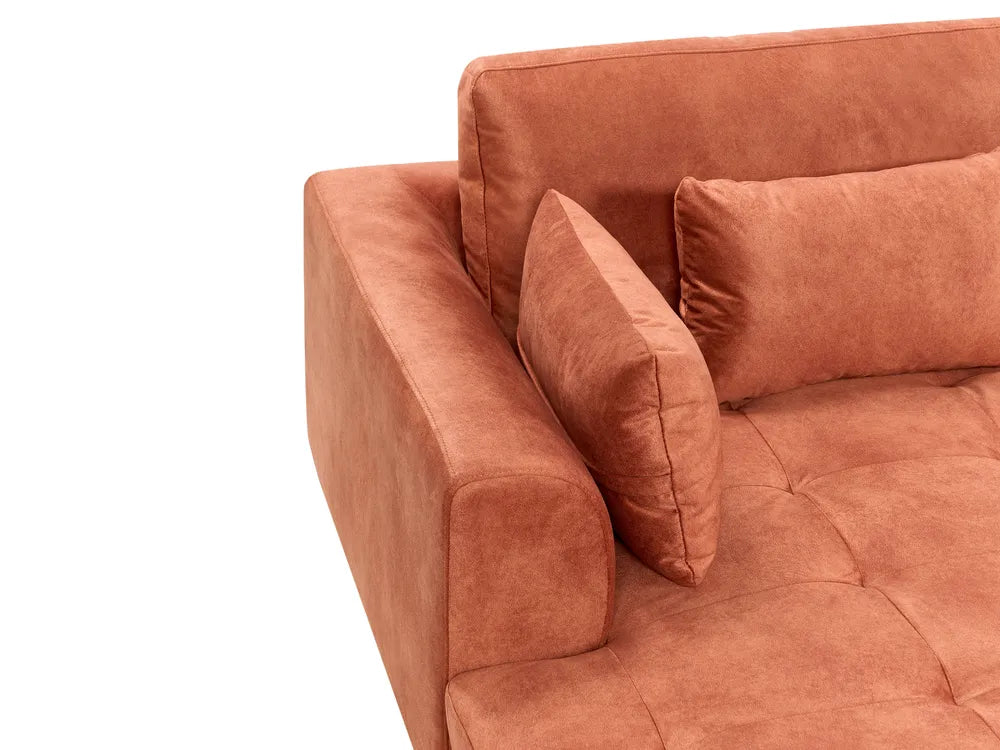 Corner Sofa 3 Seater Velvet Orange Right Hand Weller