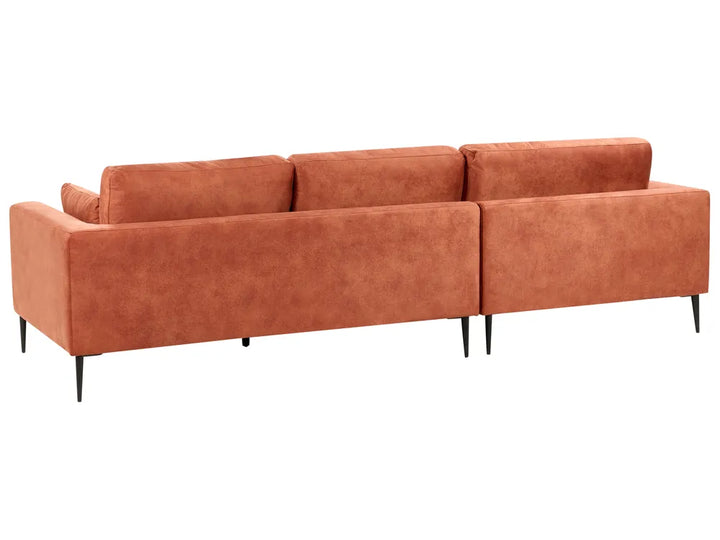 Corner Sofa 3 Seater Velvet Orange Right Hand Weller