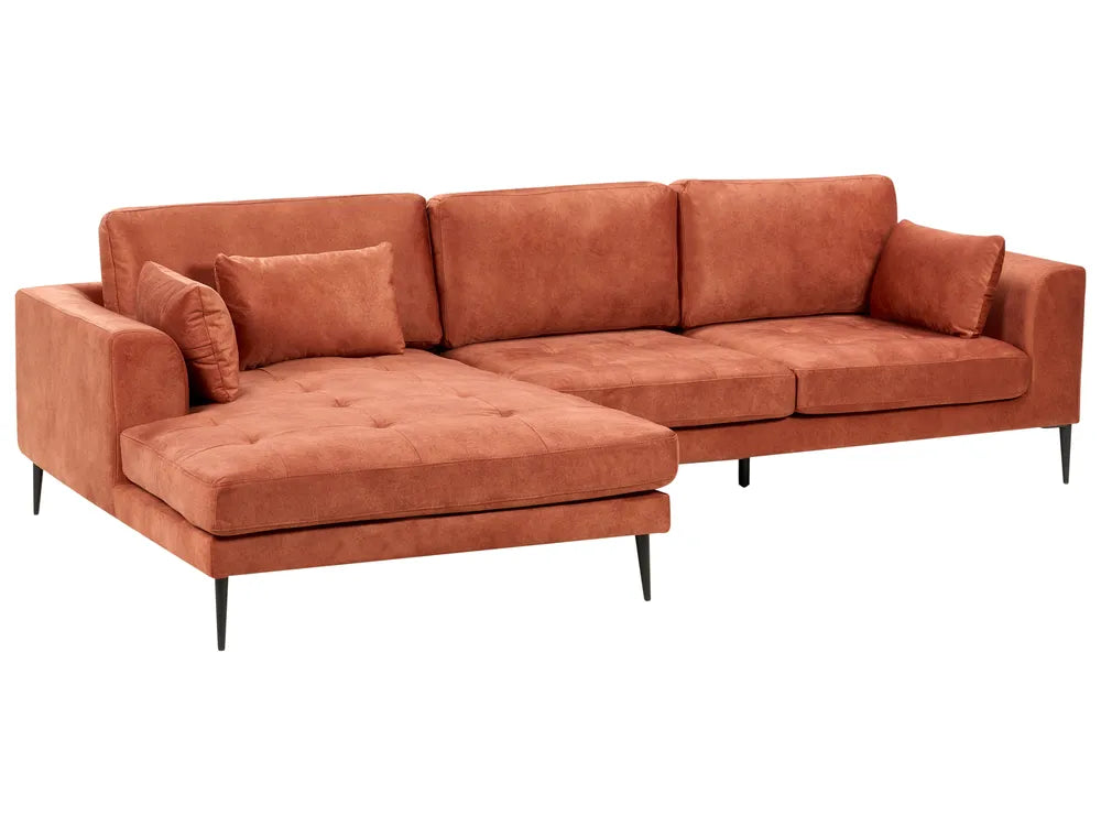 Corner Sofa 3 Seater Velvet Orange Right Hand Weller