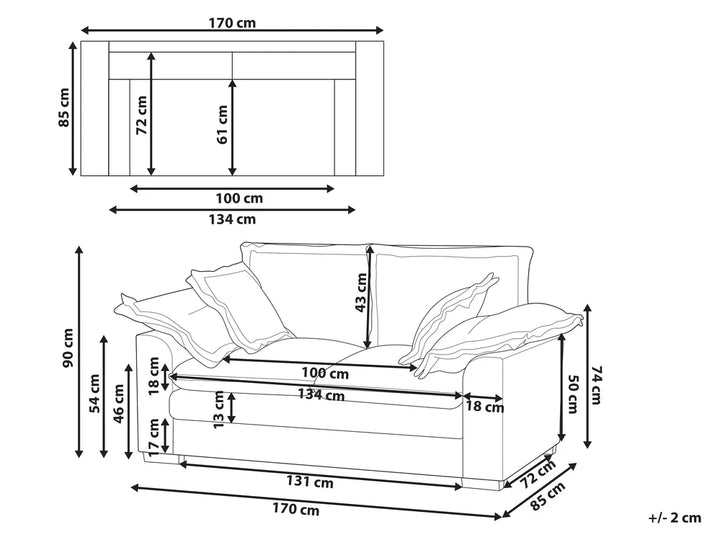 Sofa 2 Seater Corduroy White Berdi