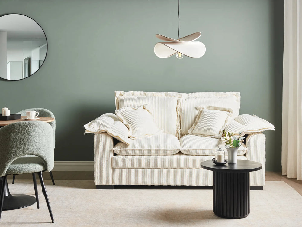 Modern white corduroy loveseat Tirro for living room