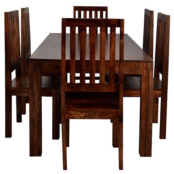 Toko Dark Mango 6 FT Dining Set with Wooden Chairs