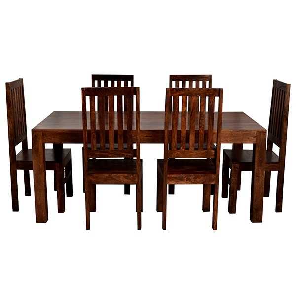 Toko Dark Mango 6 FT Dining Set with Wooden Chairs