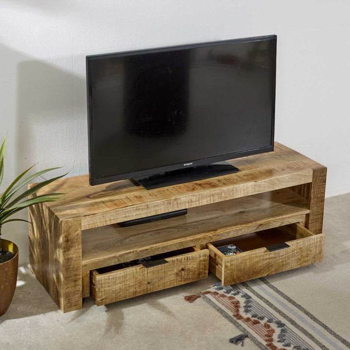 Surrey Solid Wood Tv Stand With 2 Drawers