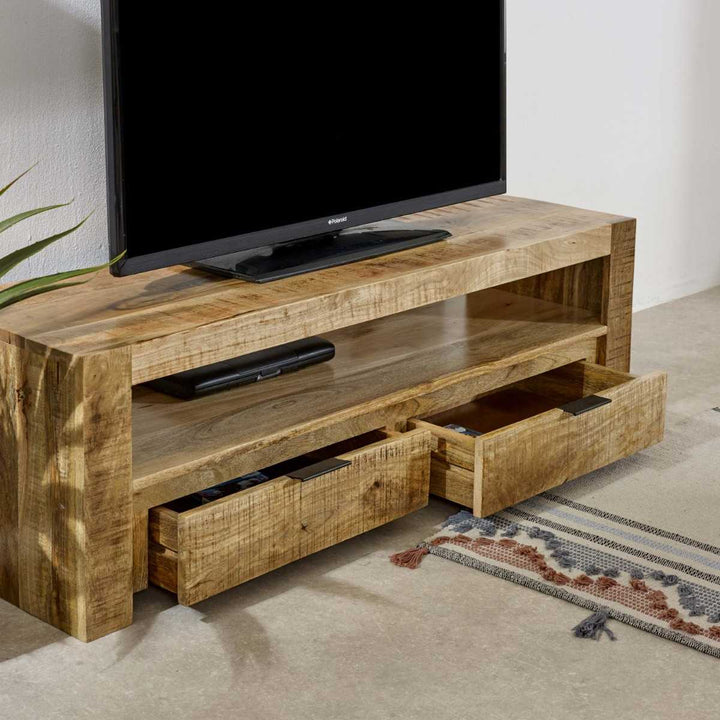 Surrey Solid Wood Tv Stand With 2 Drawers