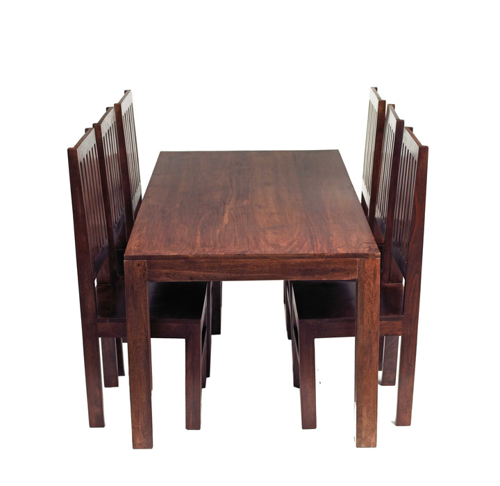 Toko Dark Mango 6 FT Dining Set with Wooden Chairs