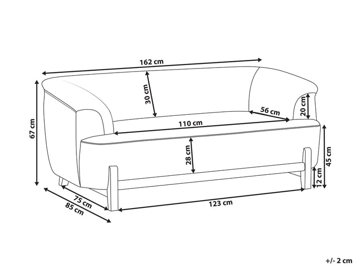 Sofa 2 Seater Fabric Light Grey Ashtin
