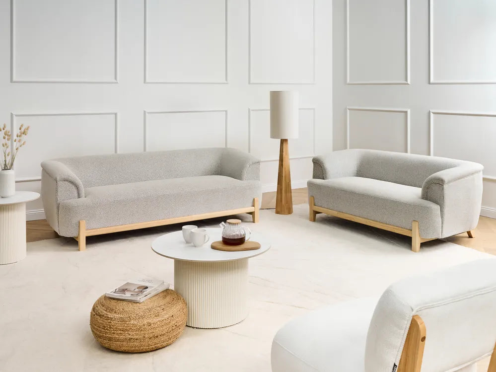 Sofa 2 Seater Fabric Light Grey Ashtin