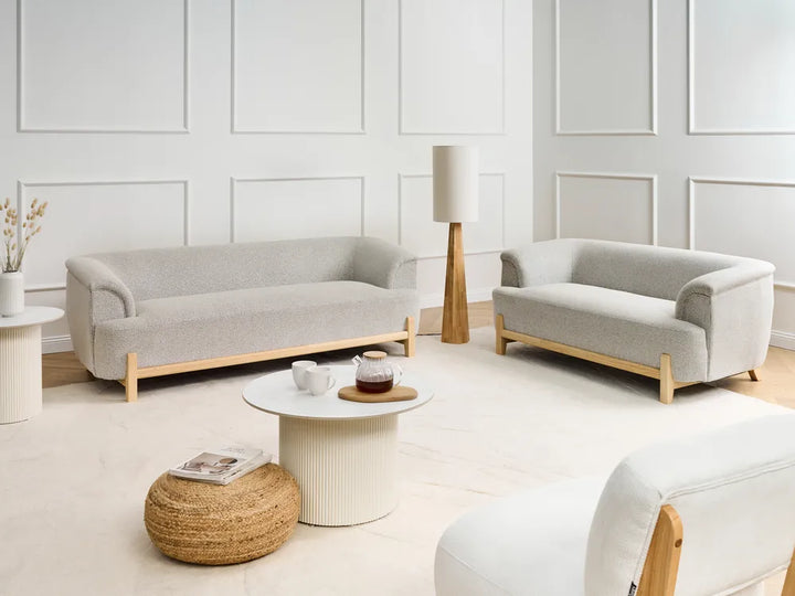 Sofa 2 Seater Fabric Light Grey Ashtin