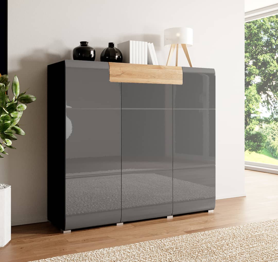 Sideboard Cabinet Grey Gloss Toledo 76