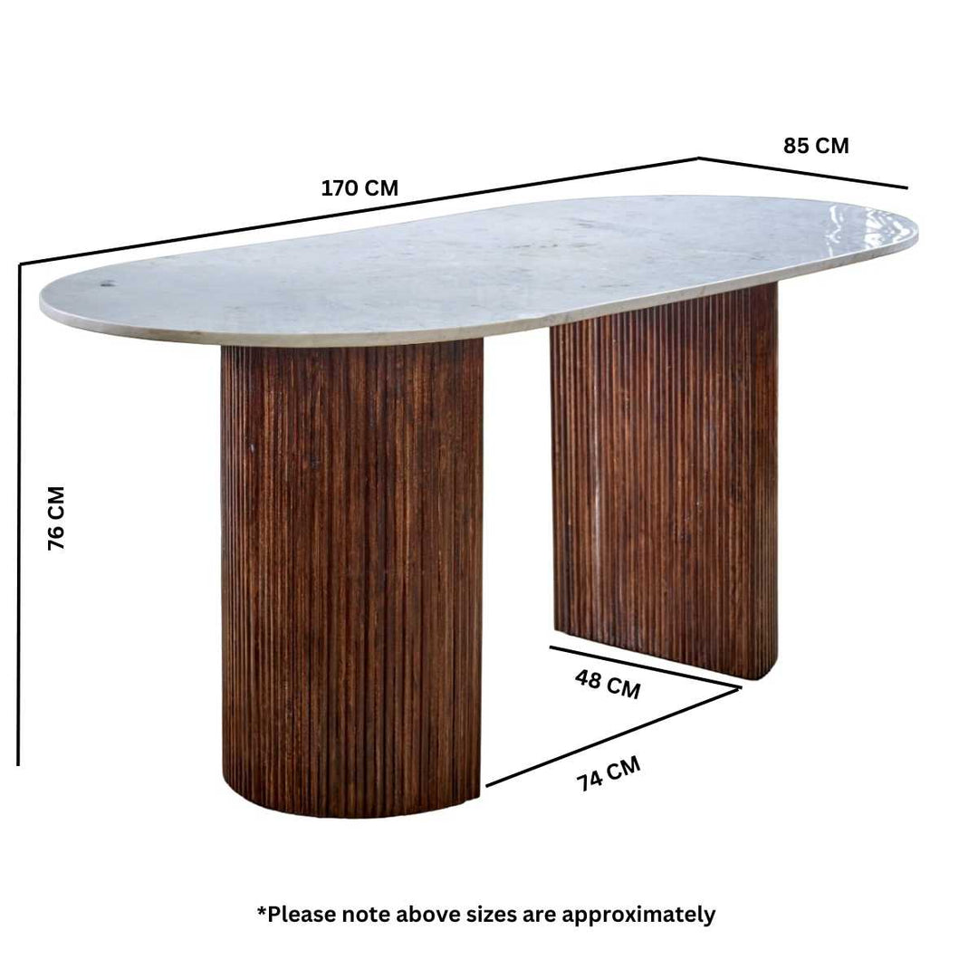 Opal Mango Wood Dining Table 170Cm With Marble Top