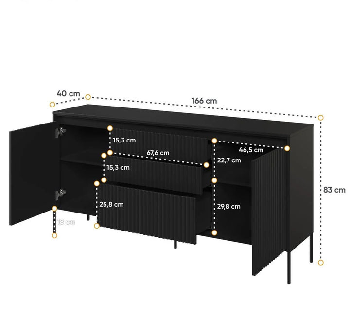 Sideboard Cabinet 166cm Black Matt Trend