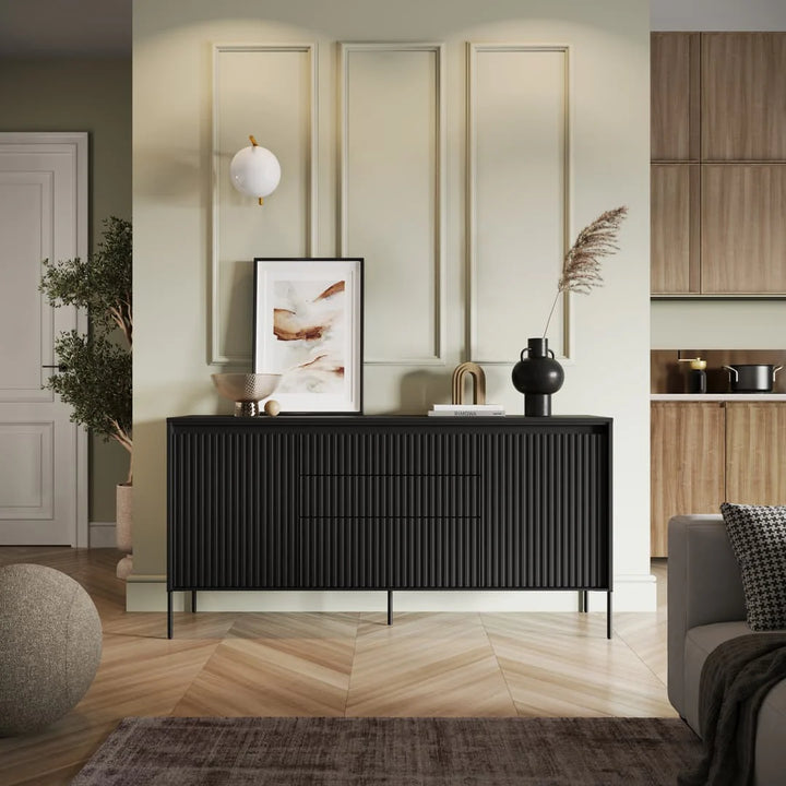 Sideboard Cabinet 166cm Black Matt Trend