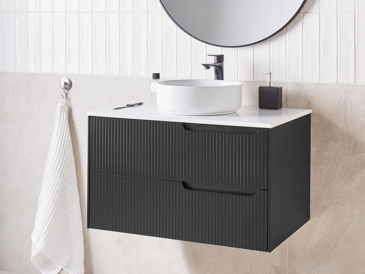 Wall Mounted Washbasin Cabinet 80 cm Black Quintela