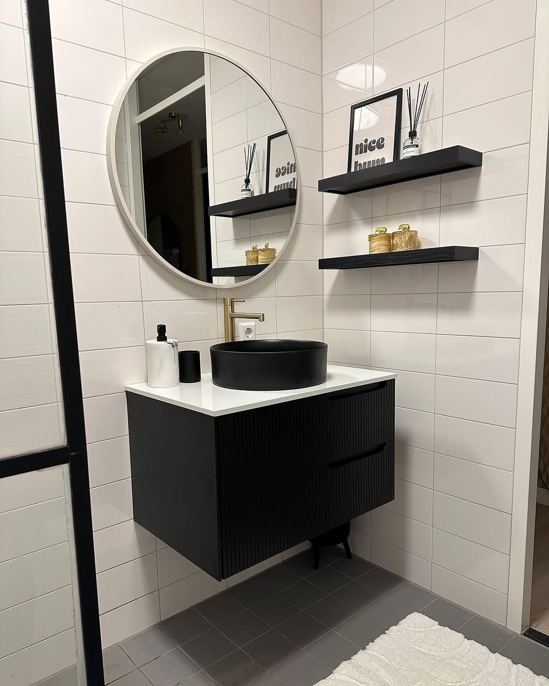 Wall Mounted Washbasin Cabinet 80 cm Black Quintela