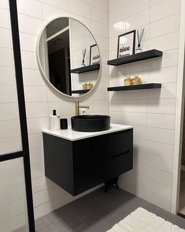 Wall Mounted Washbasin Cabinet 80 cm Black Quintela