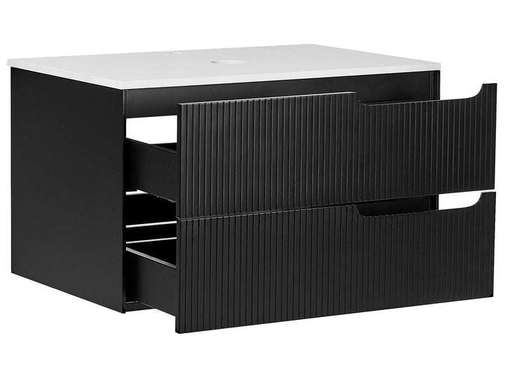 Wall Mounted Washbasin Cabinet 80 cm Black Quintela