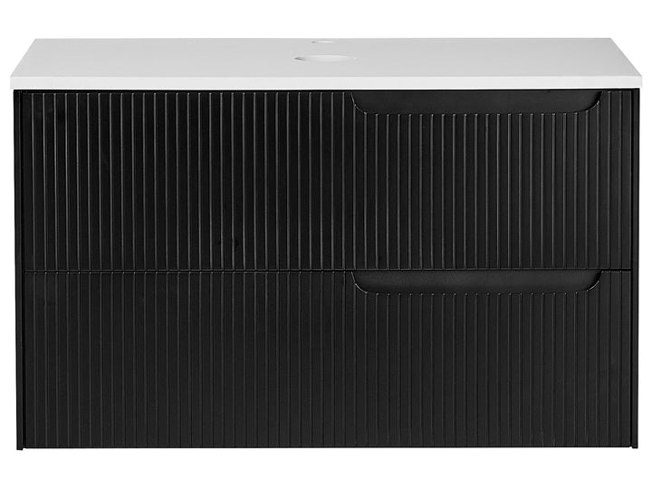 Wall Mounted Washbasin Cabinet 80 cm Black Quintela