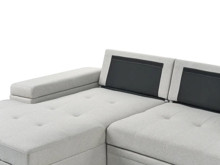 Corner Sofa Bed 3 Seater Faux Linen Light Grey with Storage Right Hand Adesire