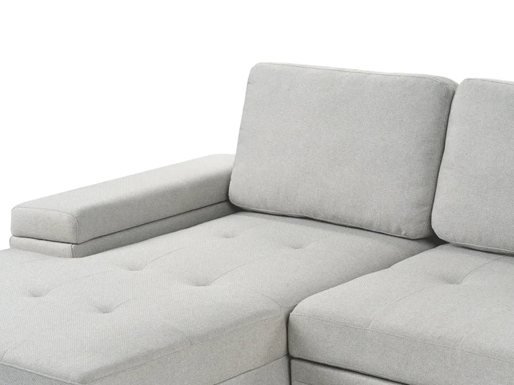 Corner Sofa Bed 3 Seater Faux Linen Light Grey with Storage Right Hand Adesire