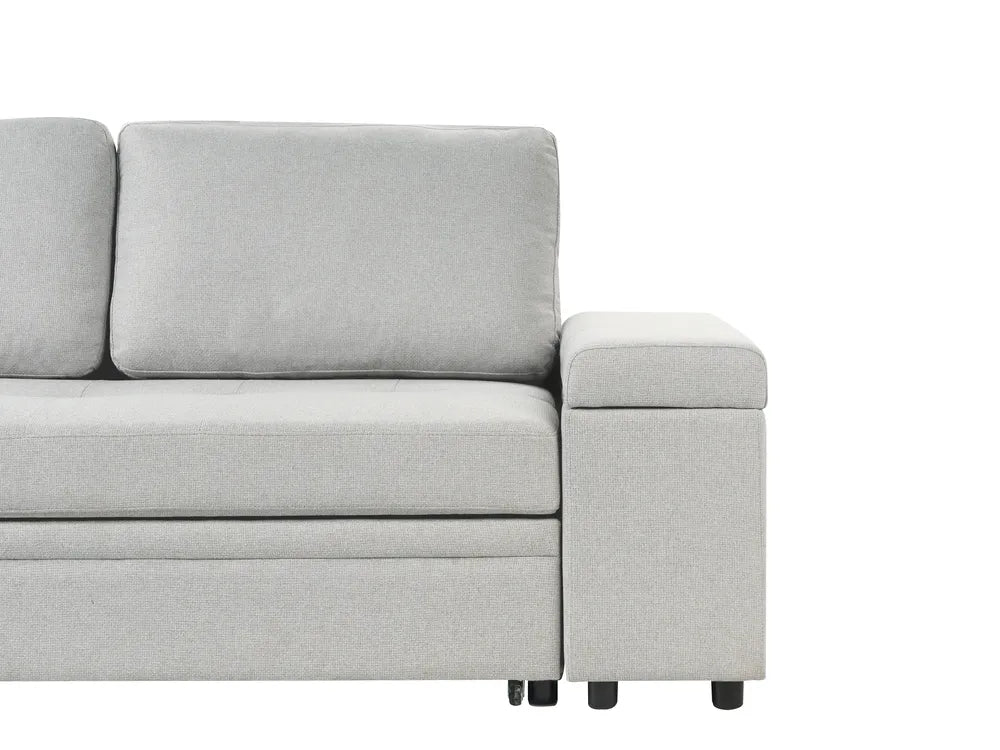 Corner Sofa Bed 3 Seater Faux Linen Light Grey with Storage Right Hand Adesire