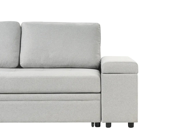 Corner Sofa Bed 3 Seater Faux Linen Light Grey with Storage Right Hand Adesire