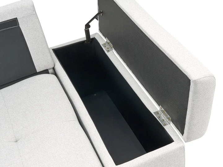 Corner Sofa Bed 3 Seater Faux Linen Light Grey with Storage Right Hand Adesire